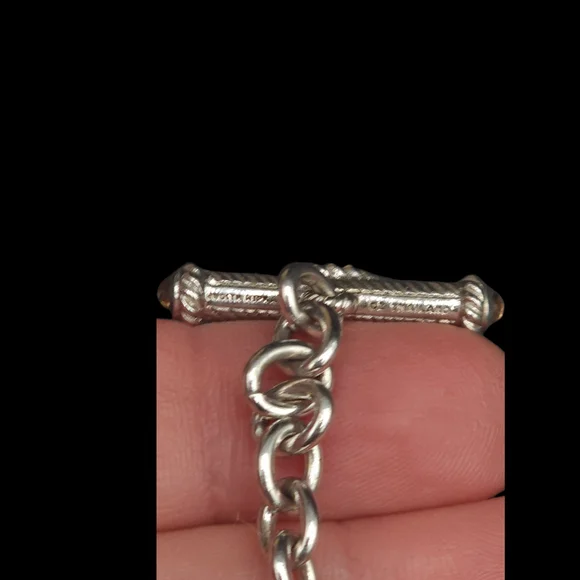 Judith Ripka 925 SS Pink Quartz Smokey Quartz CZ Maltese Cross Pendant/ Necklace - Picture 7 of 10